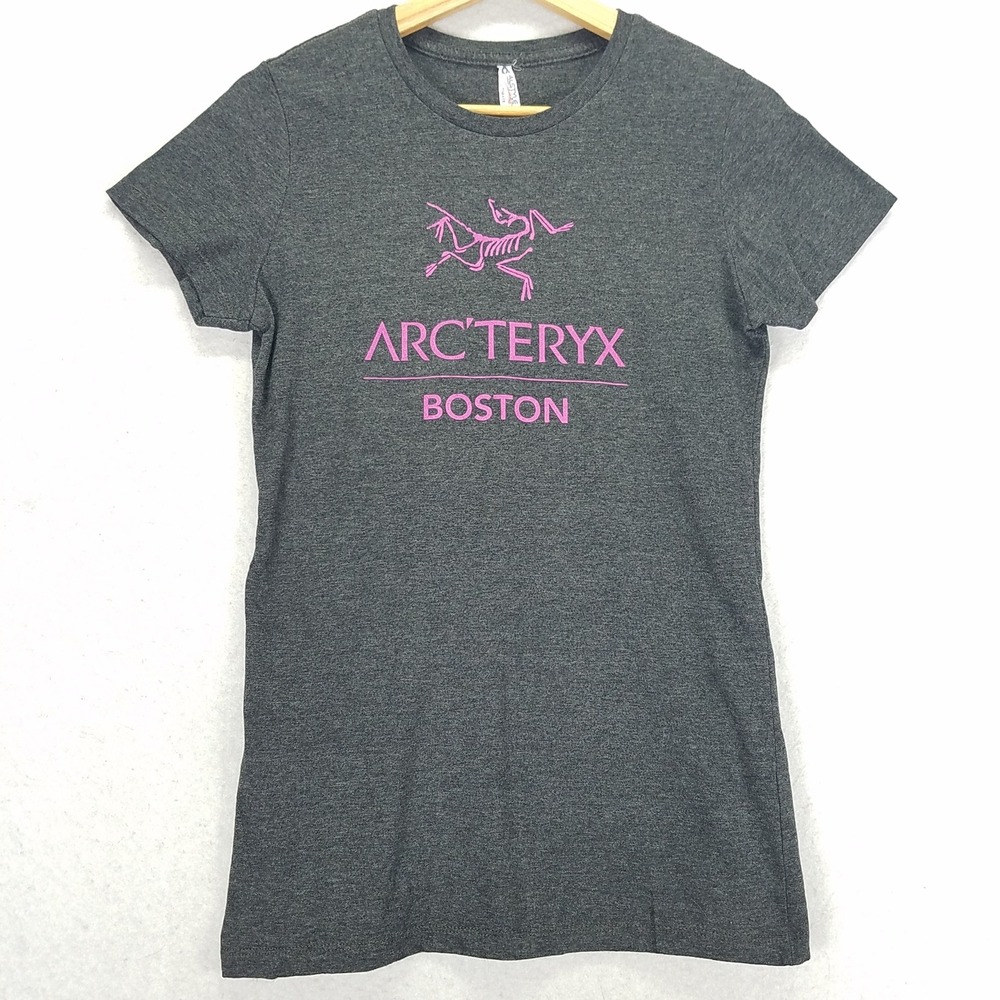 Arc'teryx Boston Graphic Tee Women S Junior L Gray Cotton Blend Gorpcore Logo